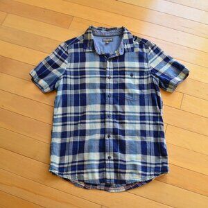 Toad&Co Beckmen Slim Fit Short Sleeve Plaid Button-front Shirt in Blue Size S